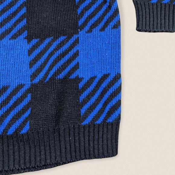 Vintage Grandpa Sweater Plaid Size Small Black Blue Cabin Creek - Picture 4 of 4